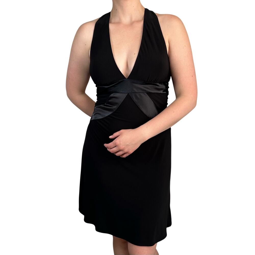 Vintage Y2K Studio Y Black Open Back Sleeveless Short Mini Dress Size Medium